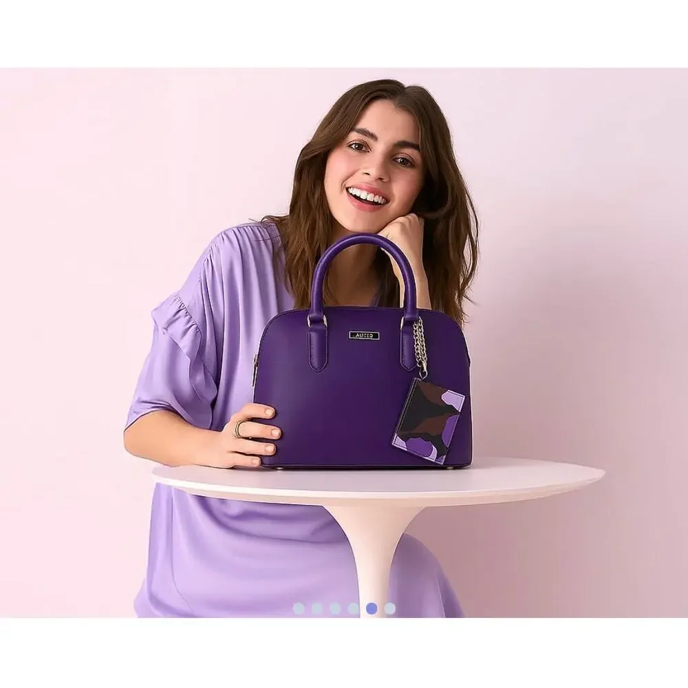Trina Turk Purple Faux Leather Dome Crossbody Bag 11 x 5 x 9